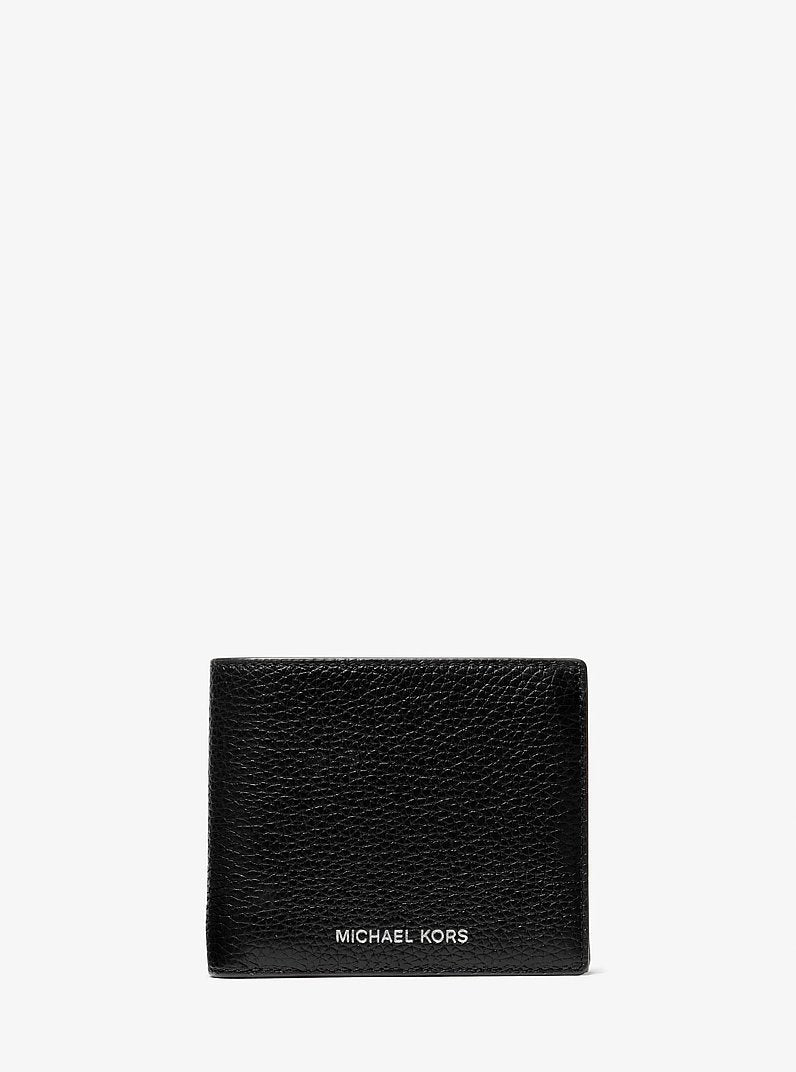 Michael Kors Cooper Pebbled Leather Billfold Wallet With Coin Pouch Black