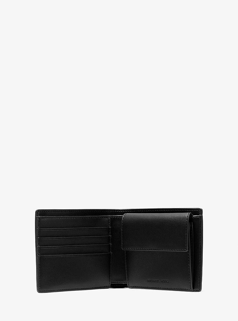 Michael Kors Cooper Pebbled Leather Billfold Wallet With Coin Pouch Black