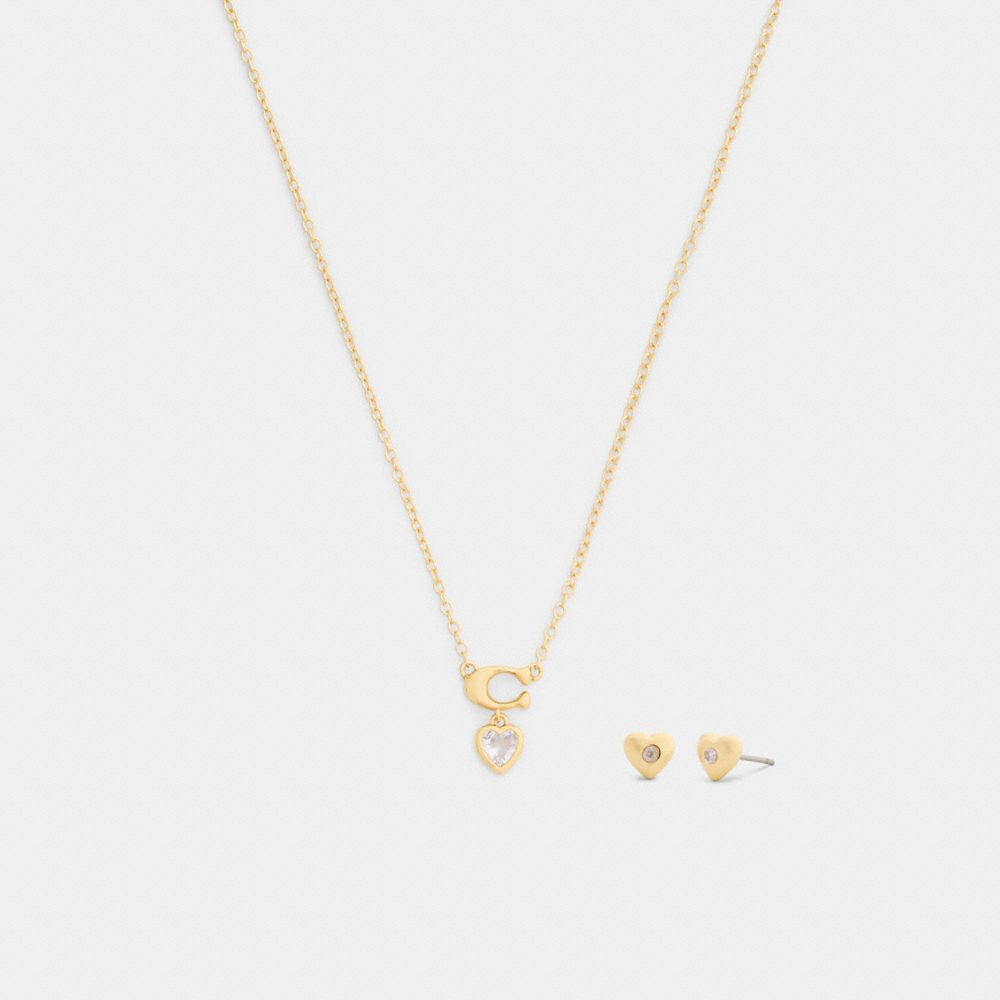 Signature Heart Pendant Necklace And Earrings Set