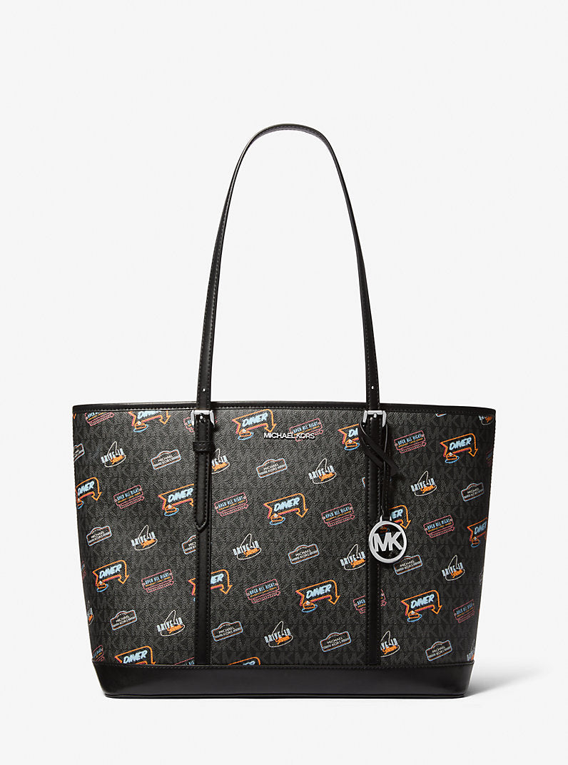 Jet Set Large Printed Signature Logo Tote Bag