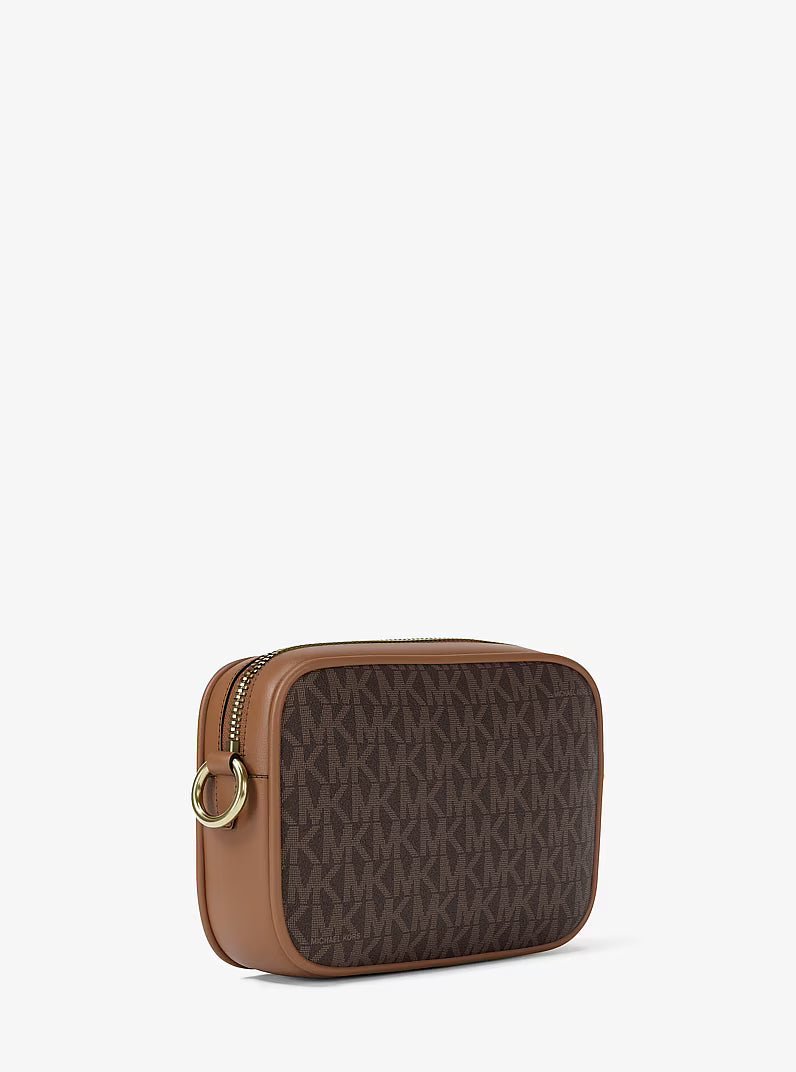 Michael Kors Jet Set Small Signature Logo Camera Crossbody Bag Brown