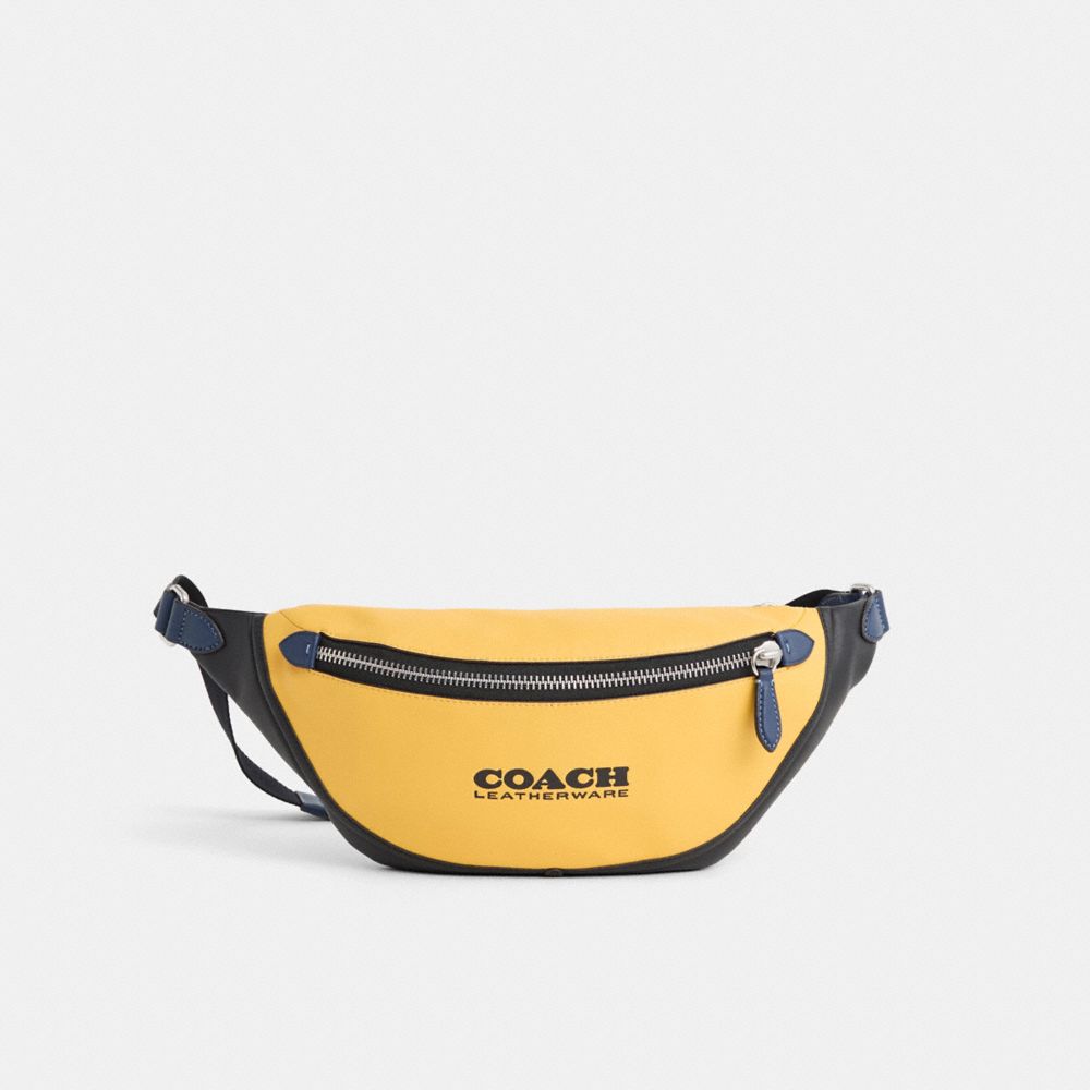 Coach Restored League Belt Bag In Colorblock Light Anitique Nickel Canary Multi