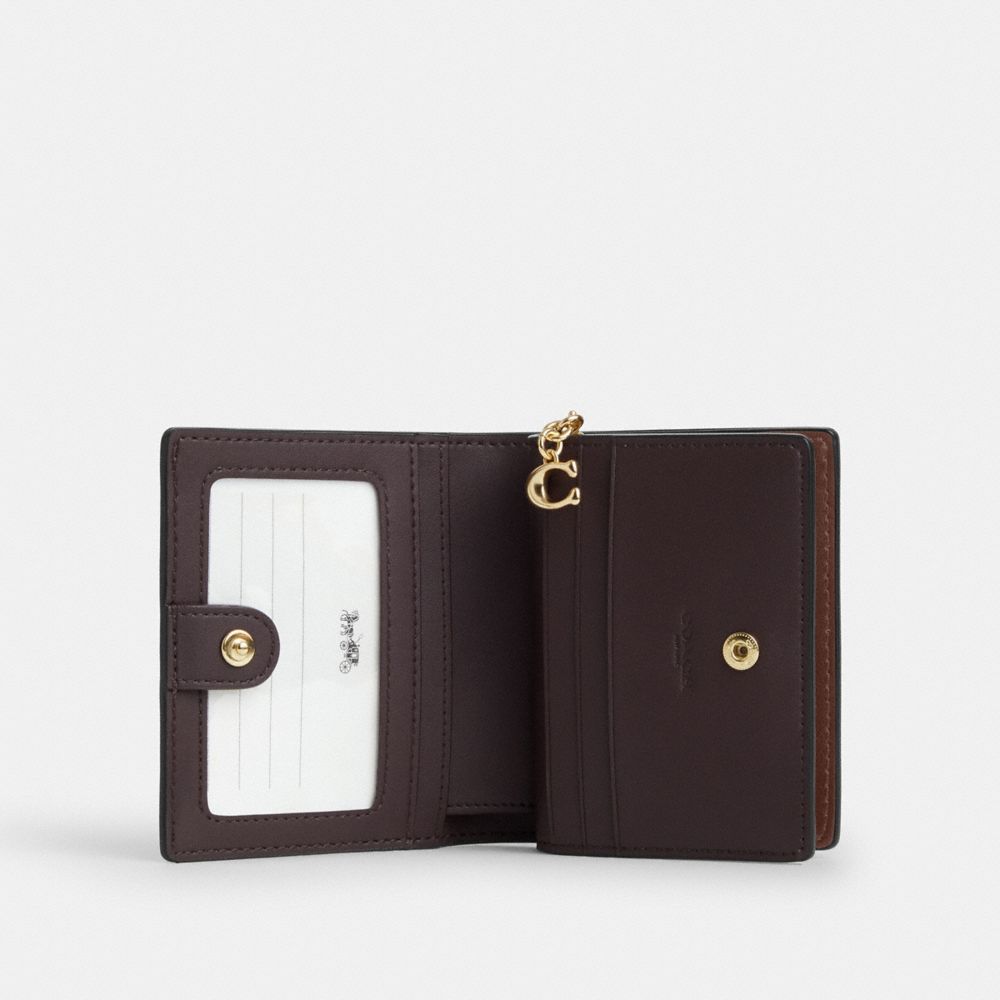 Coach Snap Wallet In Signature Canvas Gold Tan Brown
