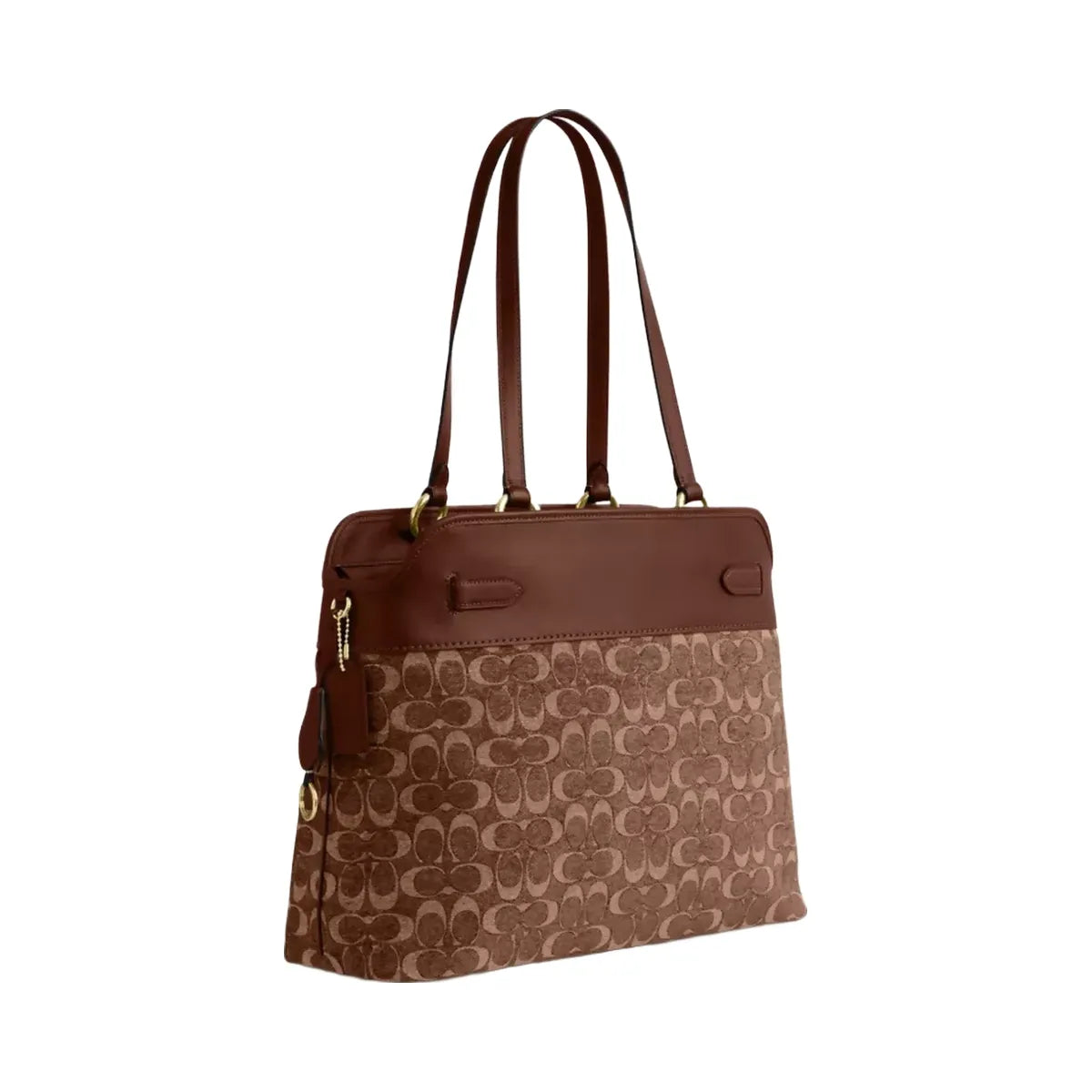 Coach Easton Tote Bag In Signature Chenille in Gold Light Khaki Vintage Brown