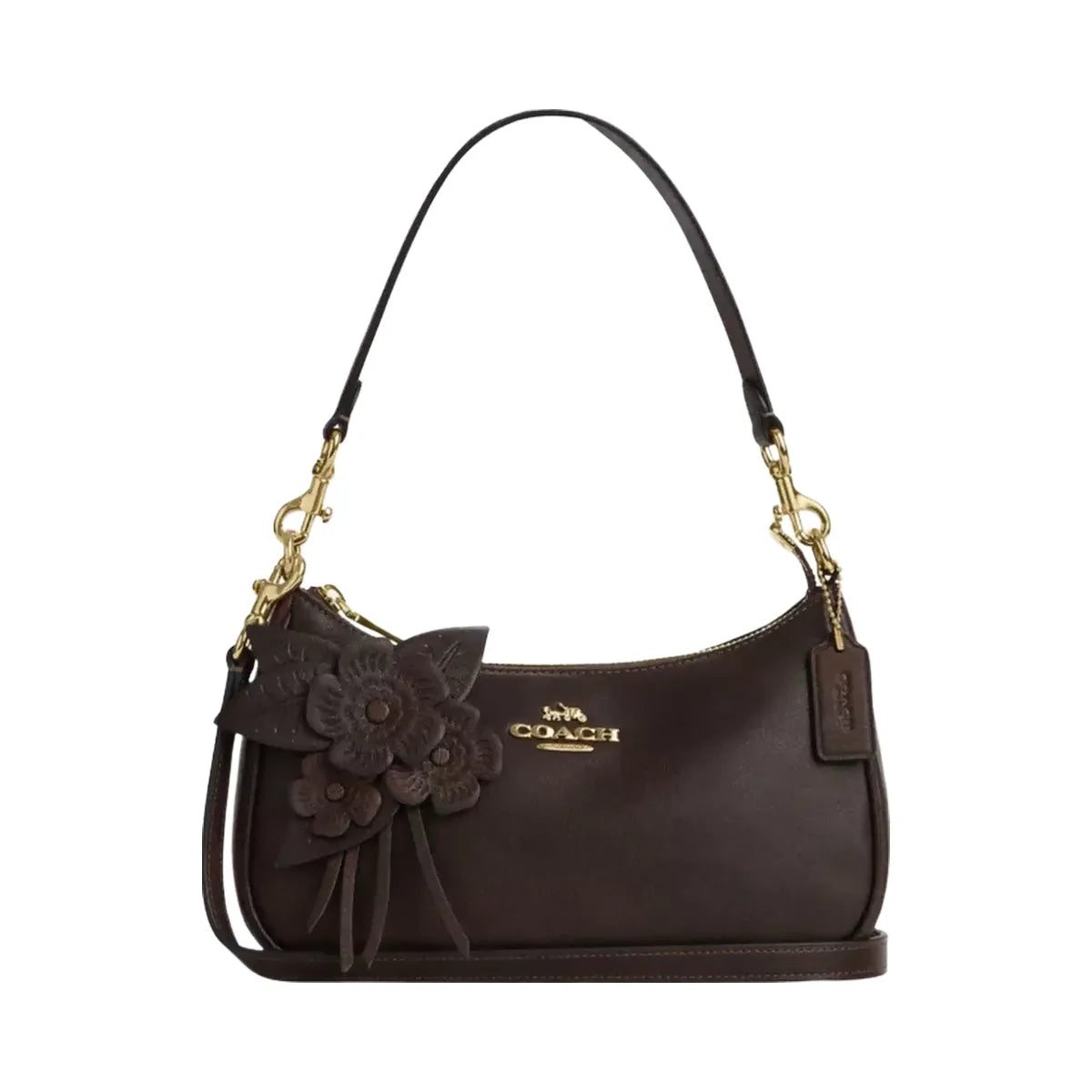 Coach Teri Shoulder Bag With Floral Applique in Gold Maple
