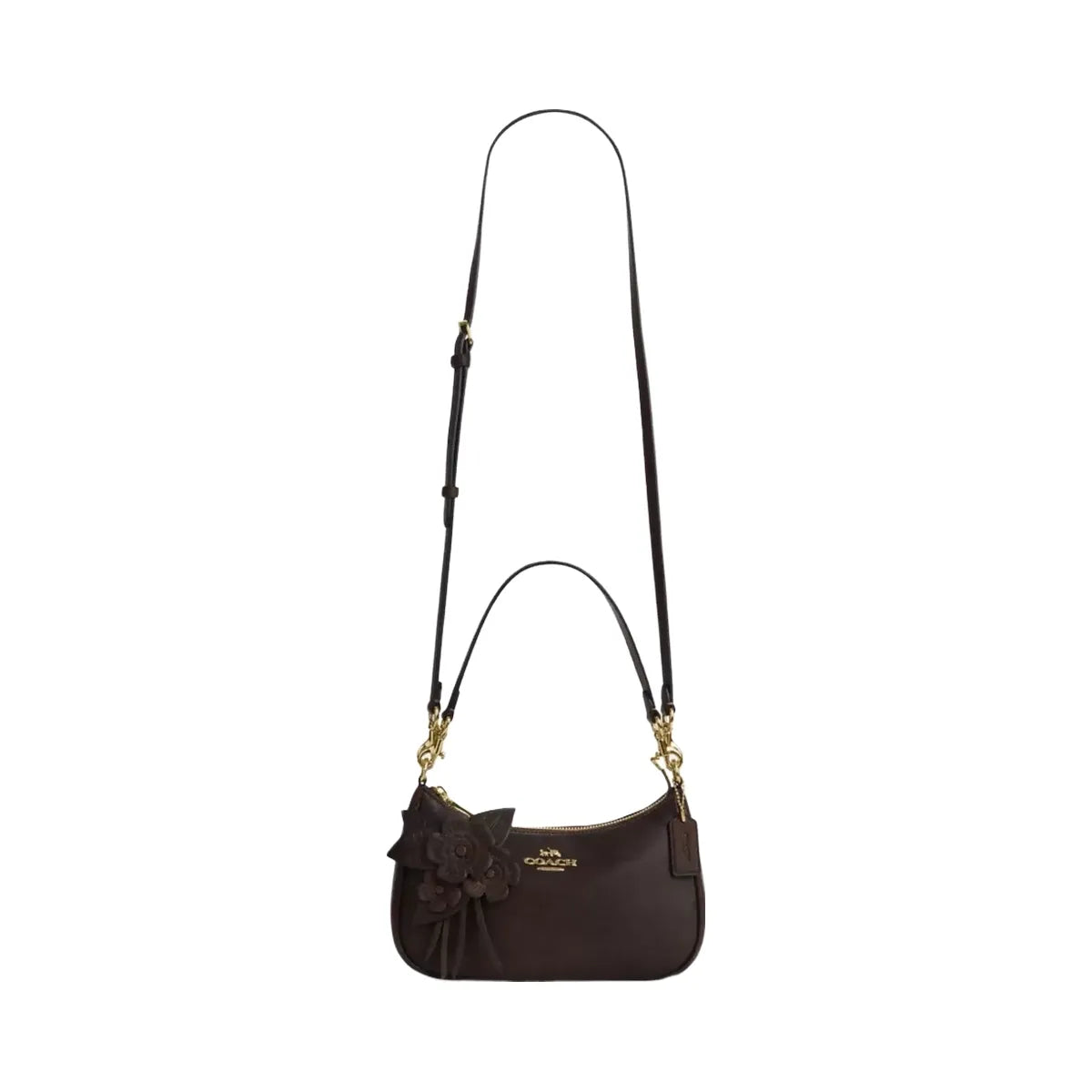 Coach Teri Shoulder Bag With Floral Applique in Gold Maple