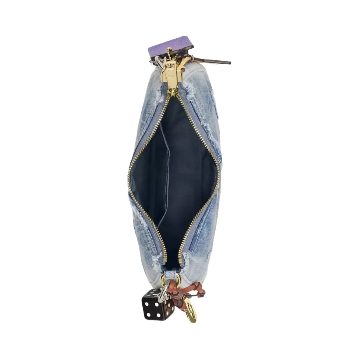 Coach Teri Shoulder Bag In Loved Denim With Charms in Gold Light Indigo