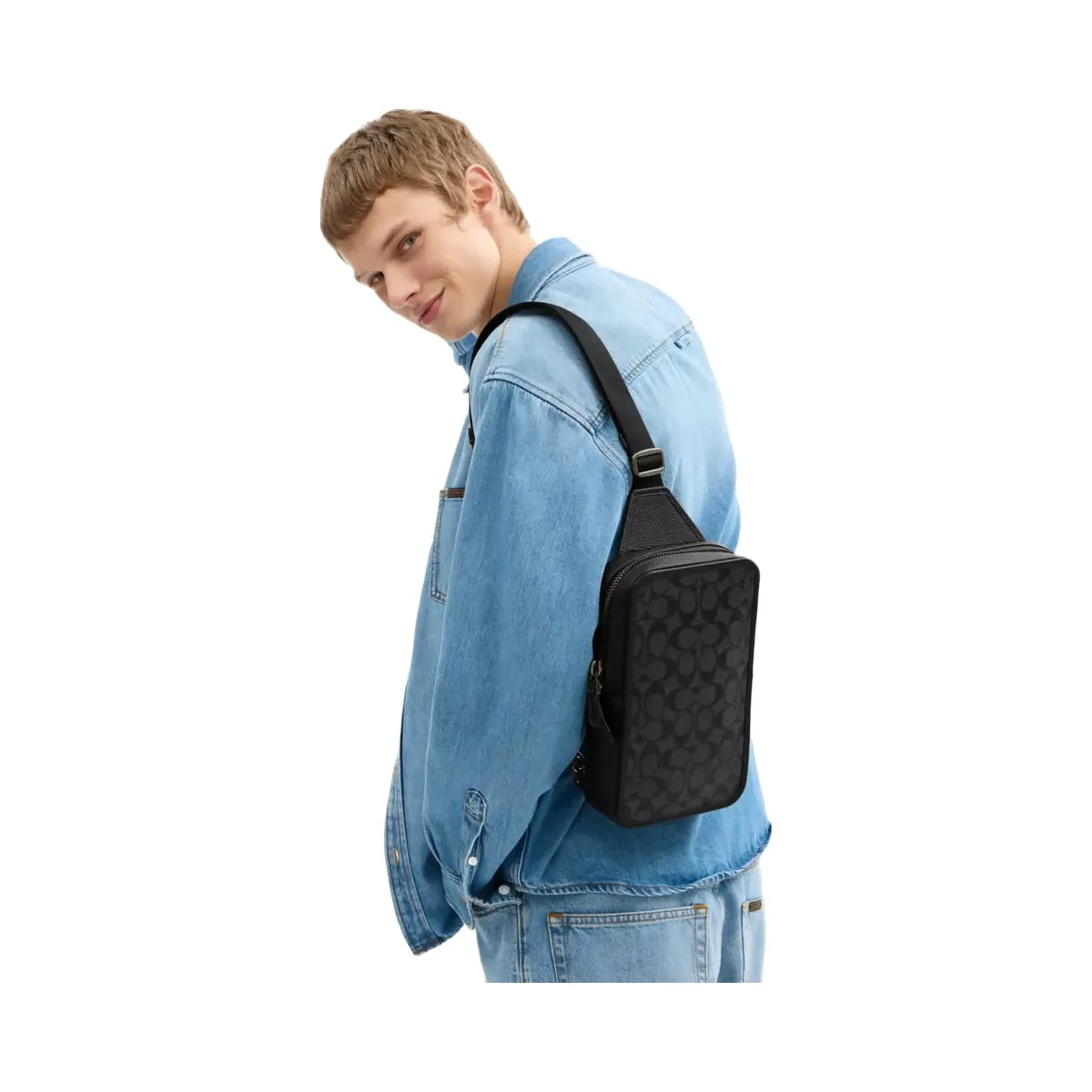 Coach Sullivan Pack In Signature Canvas in Gunmetal Charcoal Black