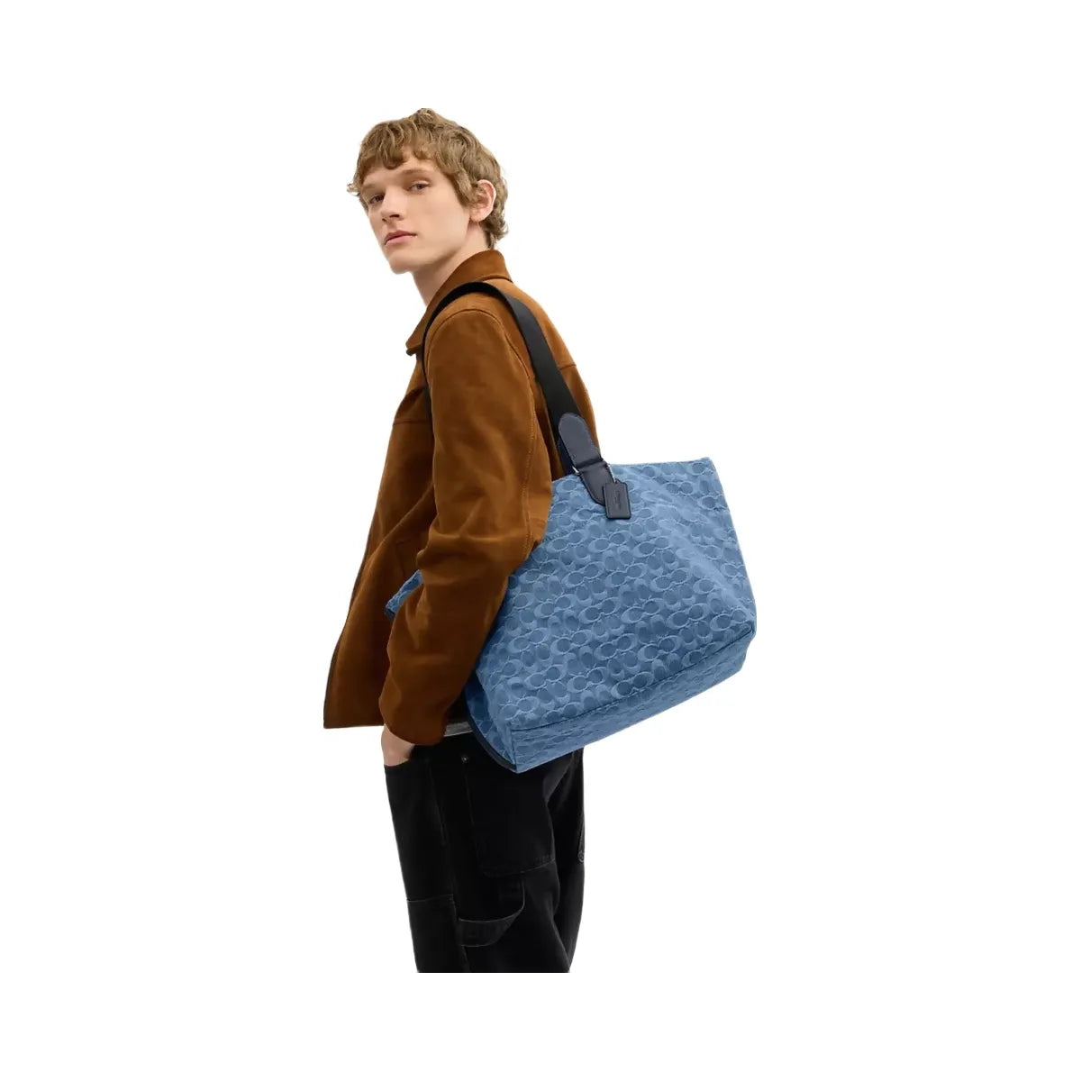 Coach Small Tour Tote Bag In Signature Denim in Silver Denim