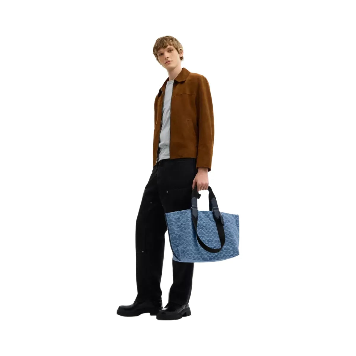 Coach Small Tour Tote Bag In Signature Denim in Silver Denim