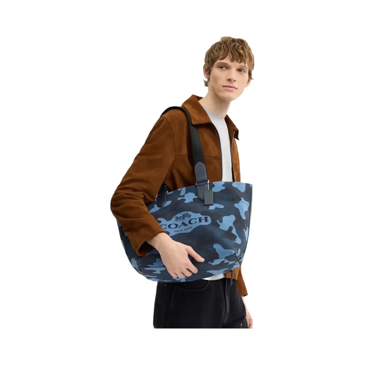 Coach Small Tour Tote Bag With Camo Print in Silver Blue Multi