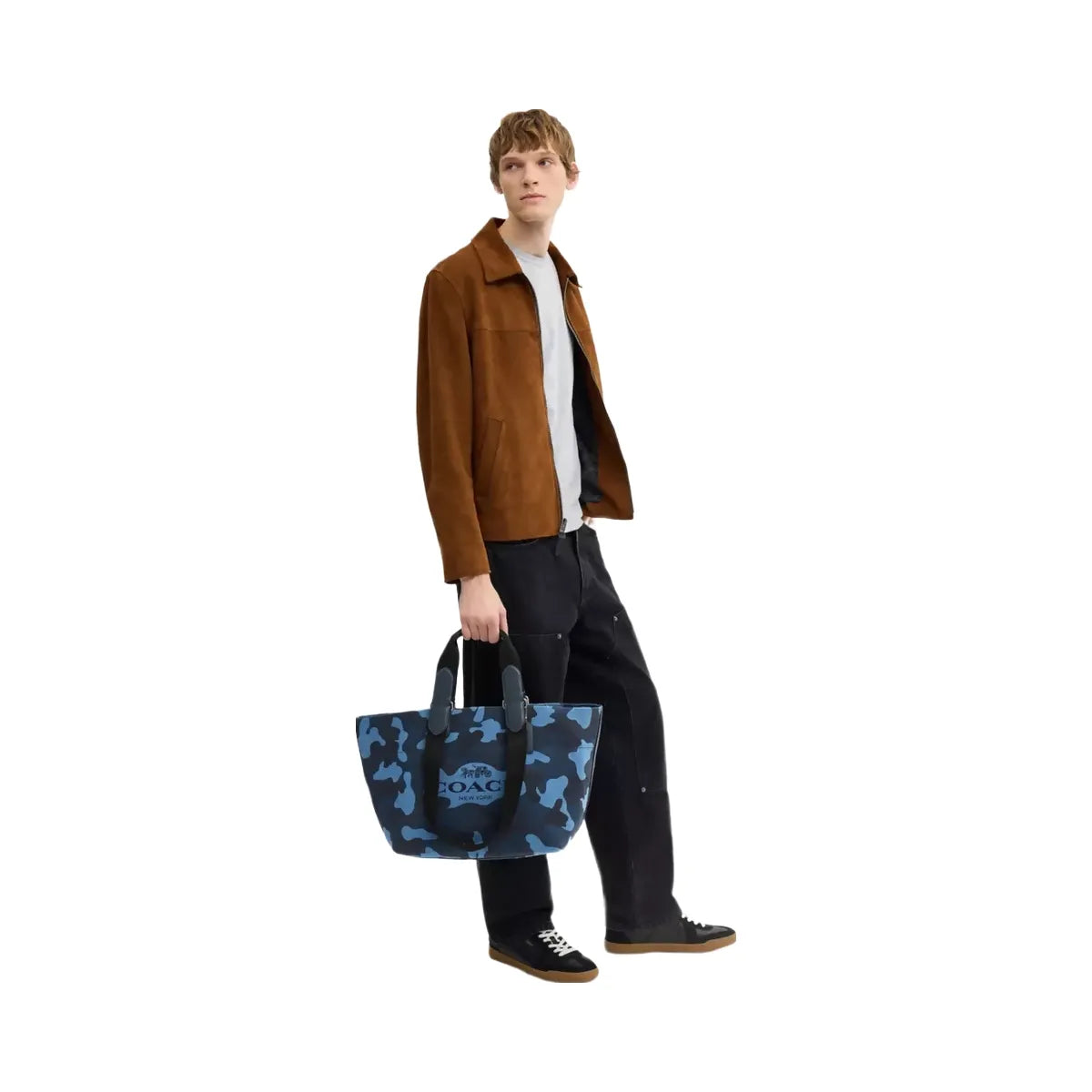 Coach Small Tour Tote Bag With Camo Print in Silver Blue Multi