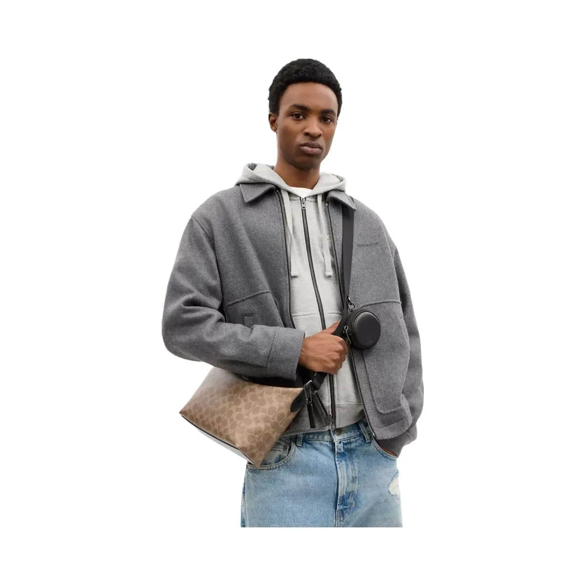 Coach Small Finn Crossbody Bag With Pouch In Signature Canvas in Gunmetal Tan Black