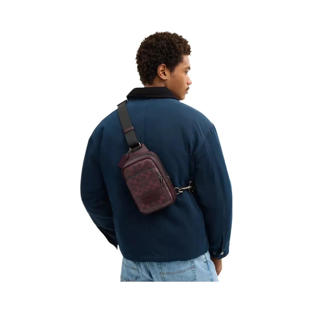 Coach Racer Sling Pack In Signature Canvas in Gunmetal Black Currant