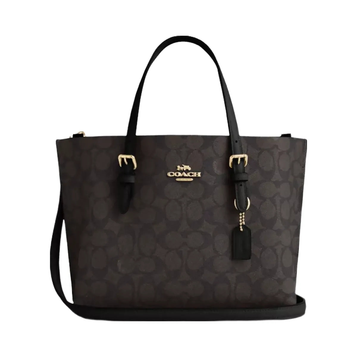 Coach Mollie Tote Bag 25 In Signature Canvas in Gold Walnut Black