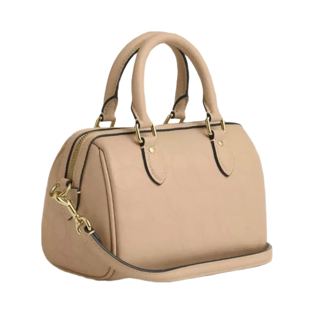 Coach Mini Rowan Crossbody Bag In Signature Leather in Gold Oat