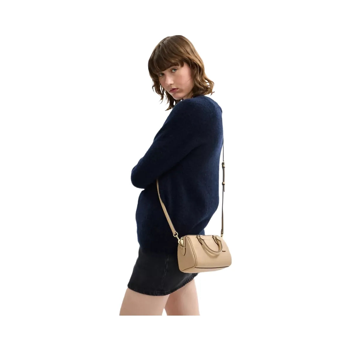 Coach Mini Rowan Crossbody Bag In Signature Leather in Gold Oat