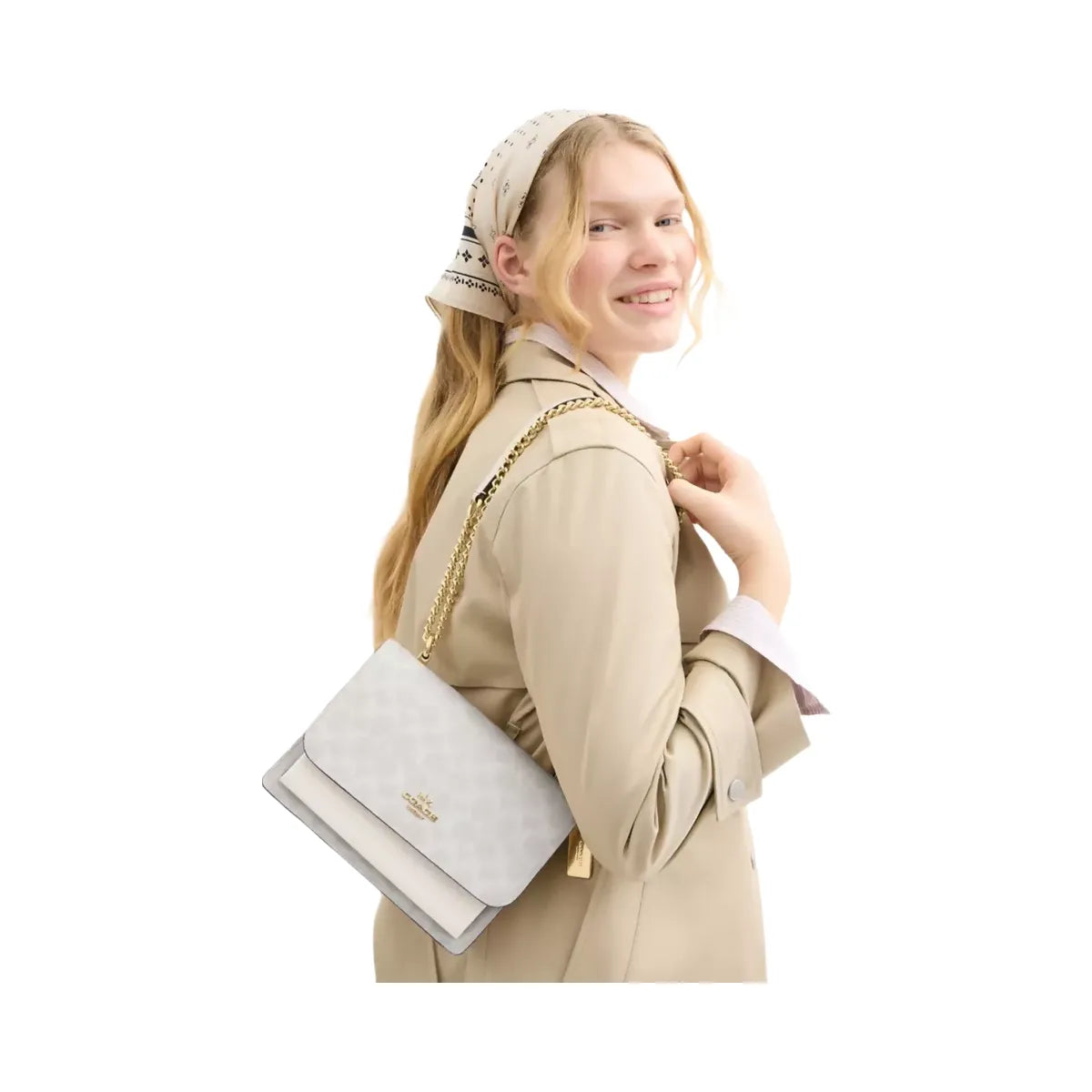 Coach Klare Crossbody Bag In Signature Canvas in Gold White Chalk