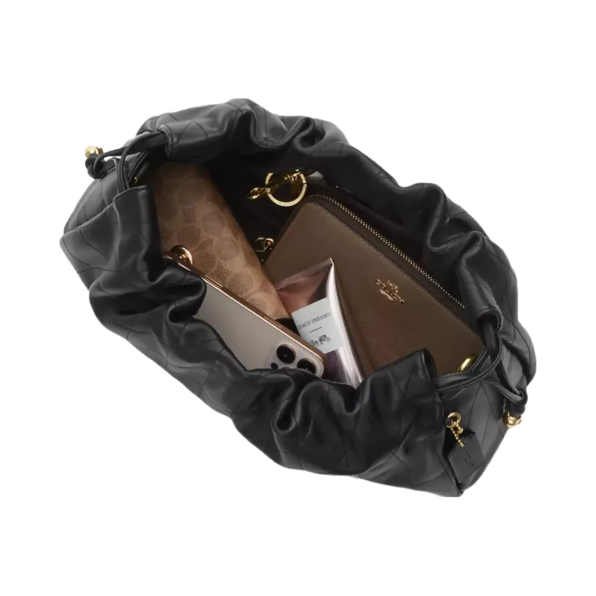 Coach Faye Large Shoulder Bag With Quilting in Gold Black