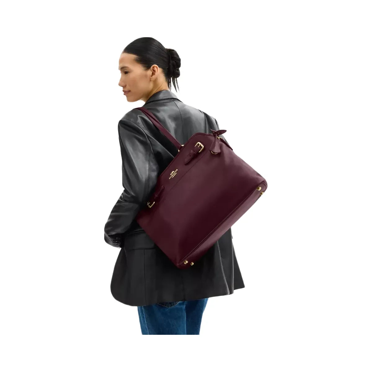 Coach Easton Tote Bag in Gold Dark Wine