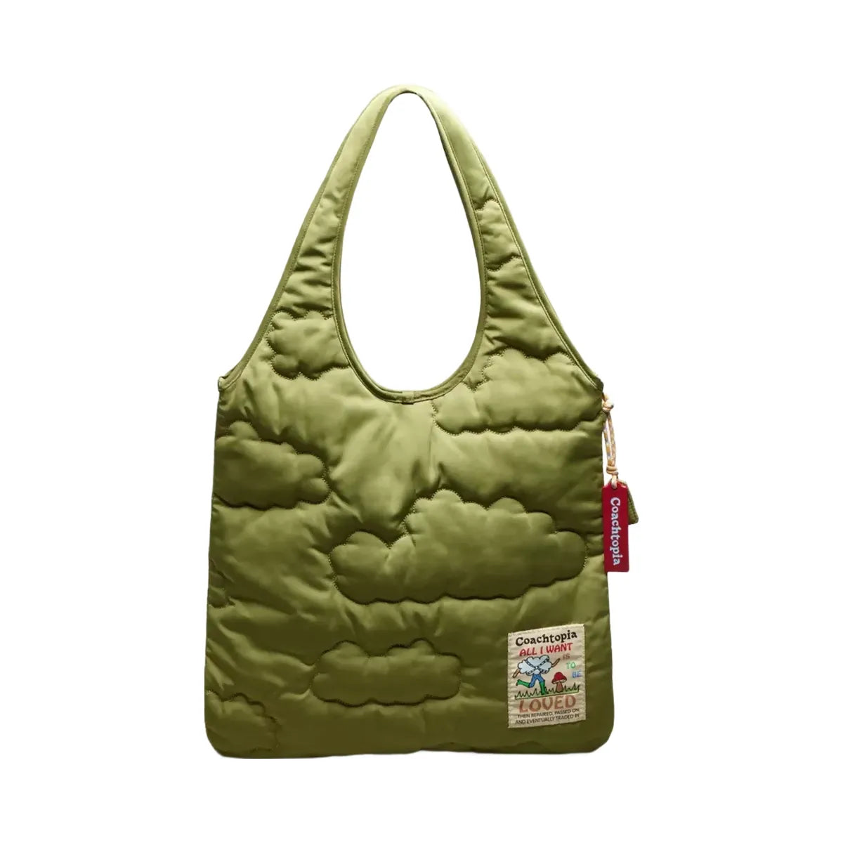 Coach Coachtopia Loop Flat Tote With Cloud Quilting in Olive Multi Cording