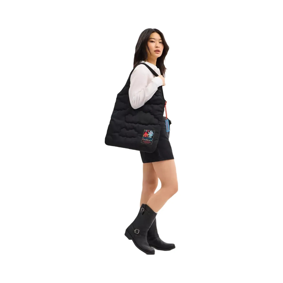 Coach Coachtopia Loop Flat Tote With Cloud Quilting in Black