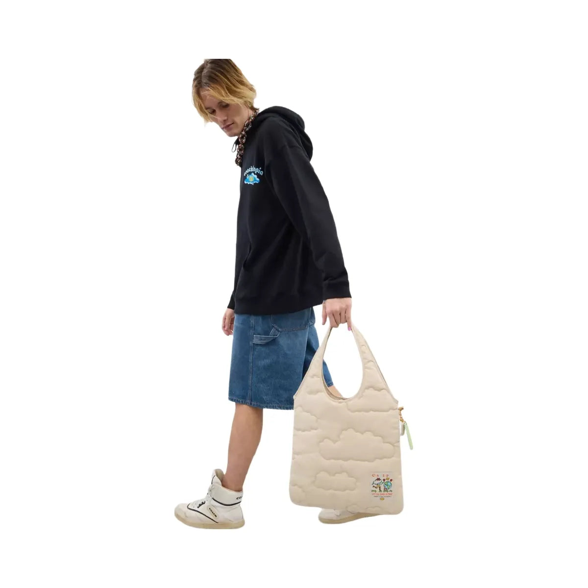 Coach Coachtopia Loop Flat Tote With Cloud Quilting in Cloud
