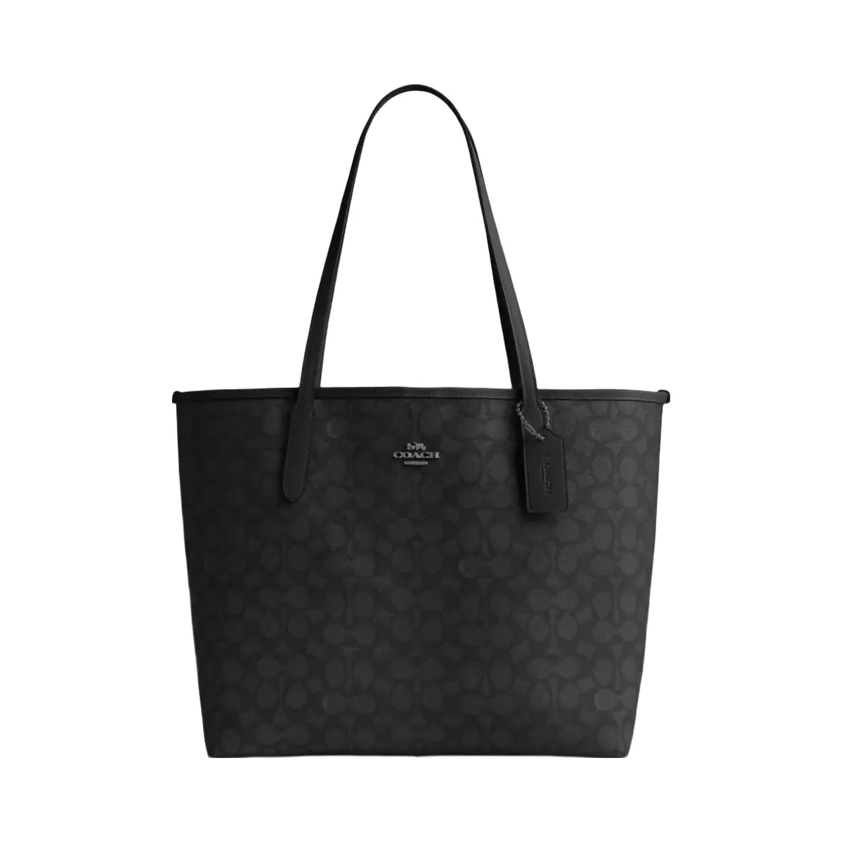 Coach City Tote Bag In Signature Canvas in Gunmetal Charcoal Black