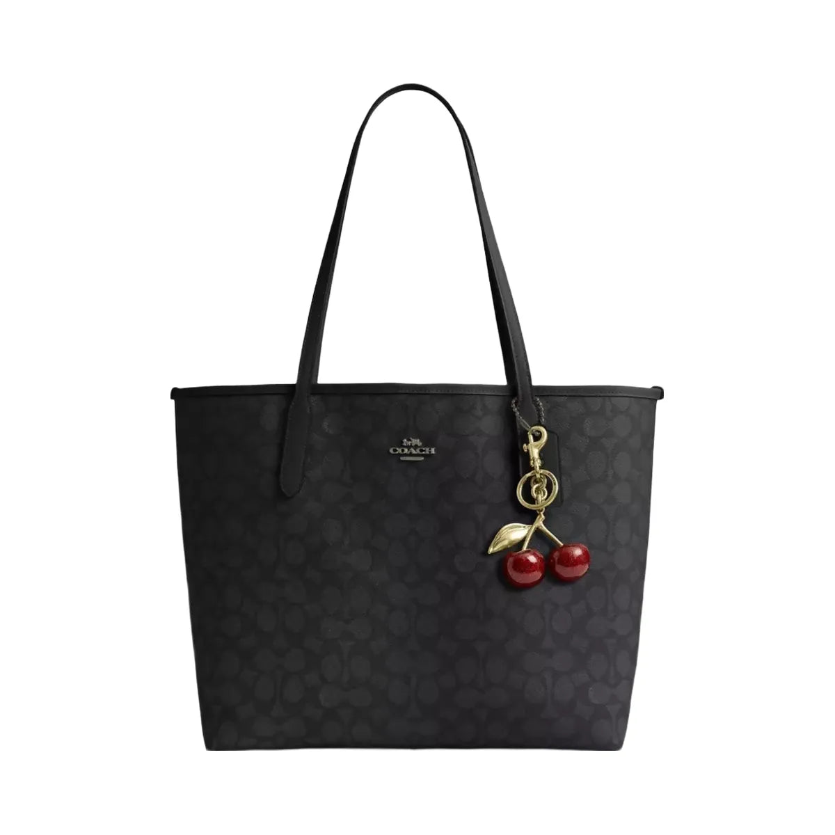 Coach City Tote Bag In Signature Canvas in Gunmetal Charcoal Black