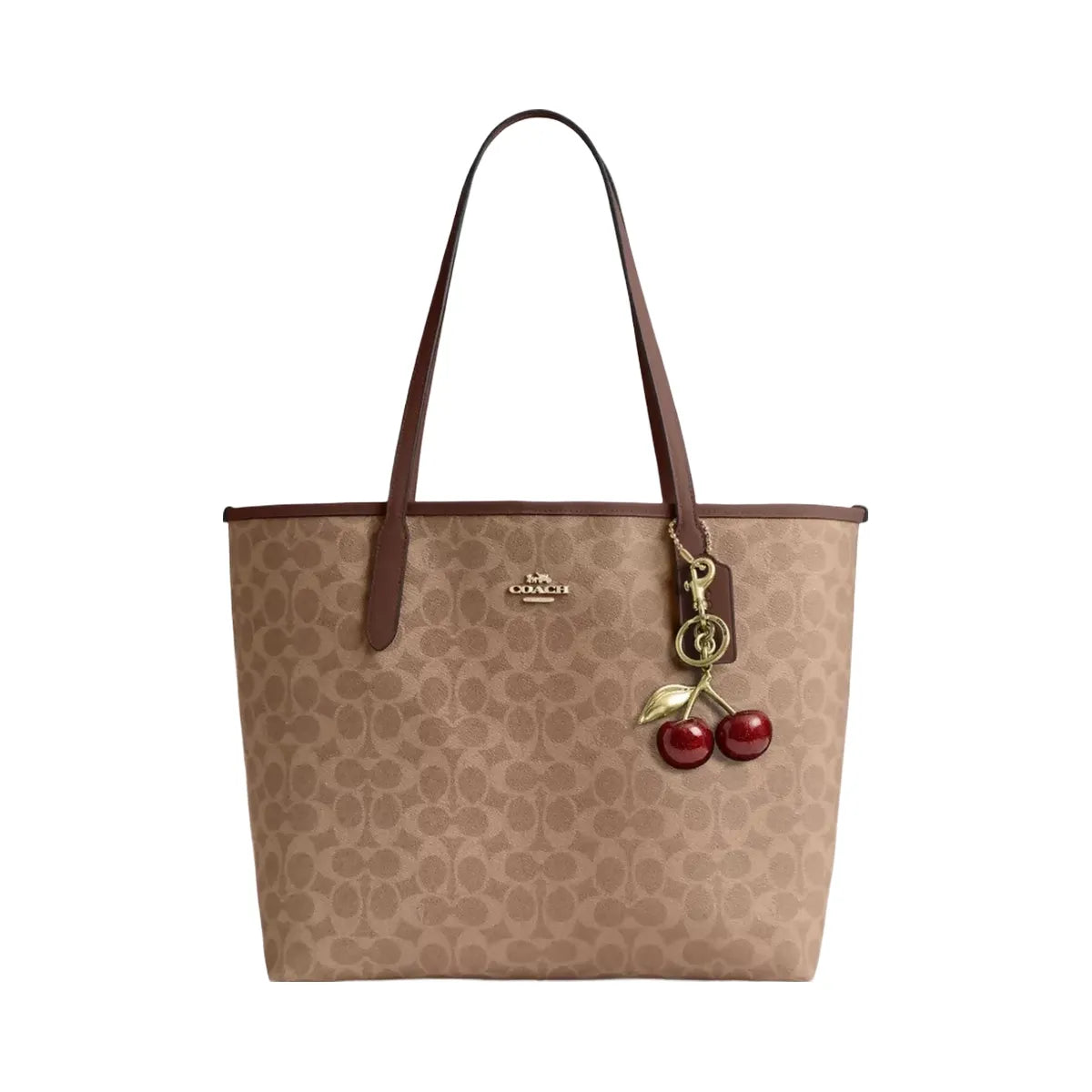 Coach City Tote Bag In Signature Canvas in Gold Tan Brown