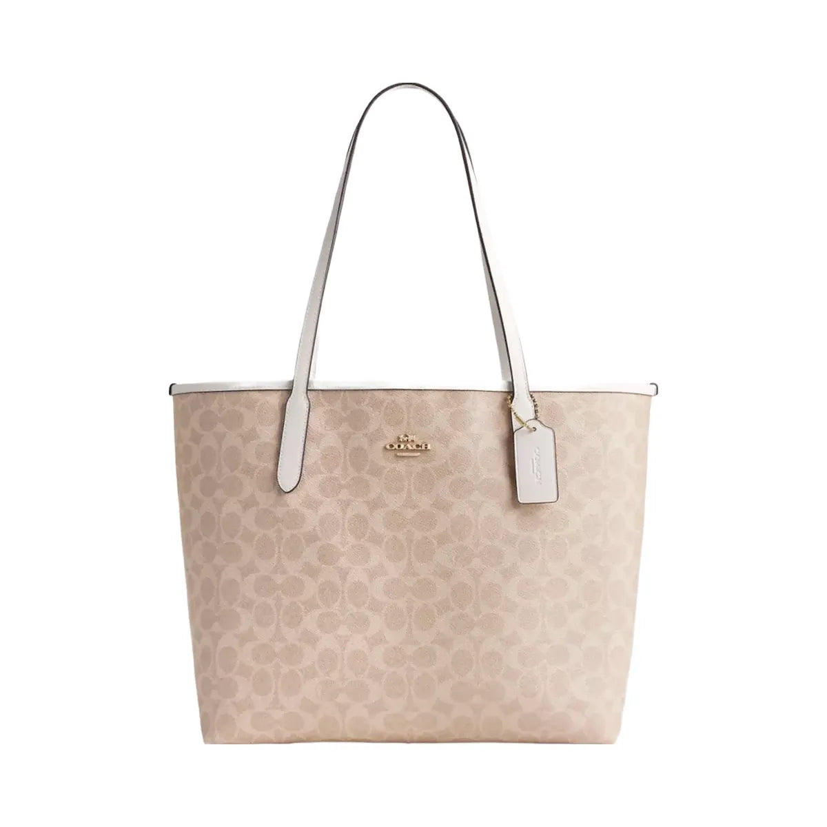 Coach City Tote Bag In Signature Canvas in Gold Sand Chalk
