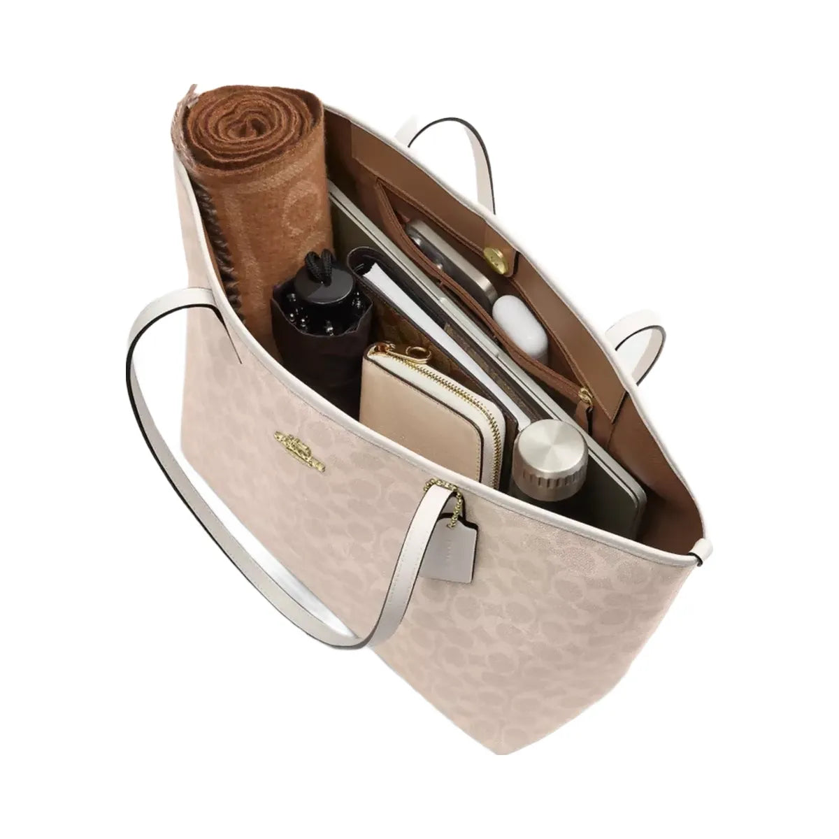 Coach City Tote Bag In Signature Canvas in Gold Sand Chalk