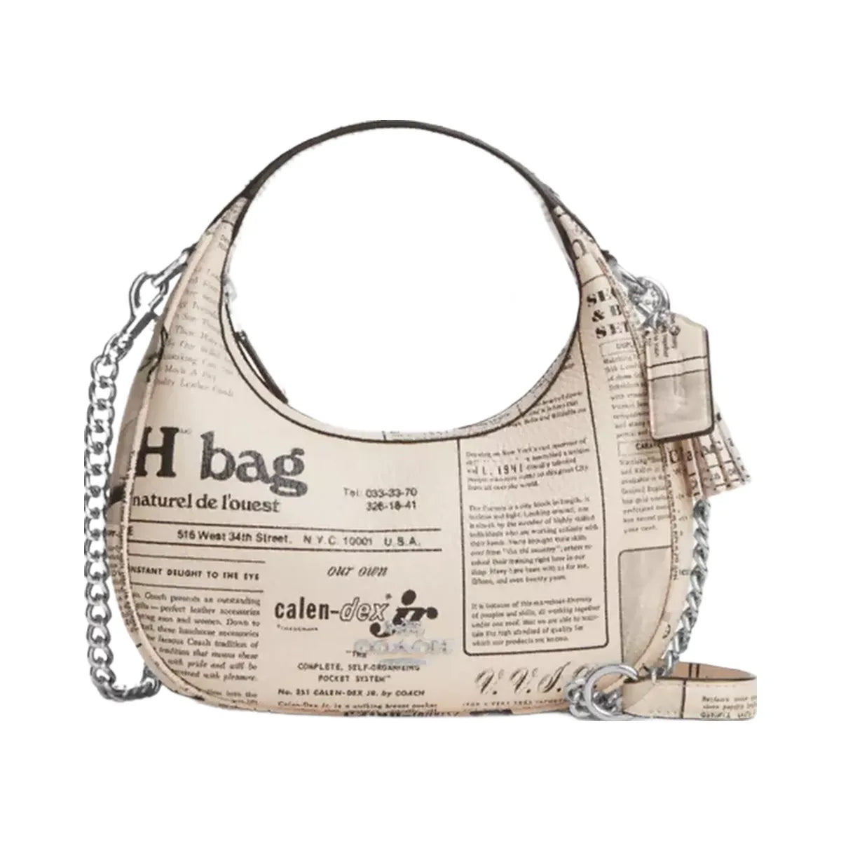 Coach Carmen Mini Crossbody Bag With Newspaper Print in Silver Chalk Multi