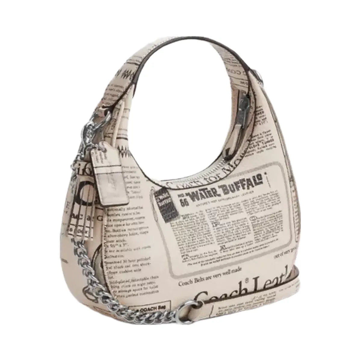 Coach Carmen Mini Crossbody Bag With Newspaper Print in Silver Chalk Multi