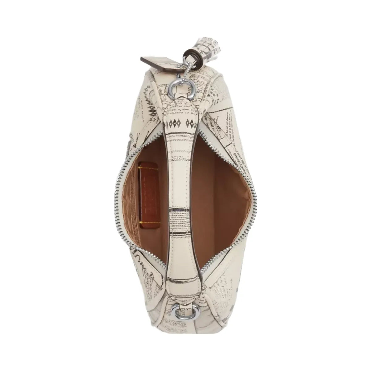 Coach Carmen Mini Crossbody Bag With Newspaper Print in Silver Chalk Multi