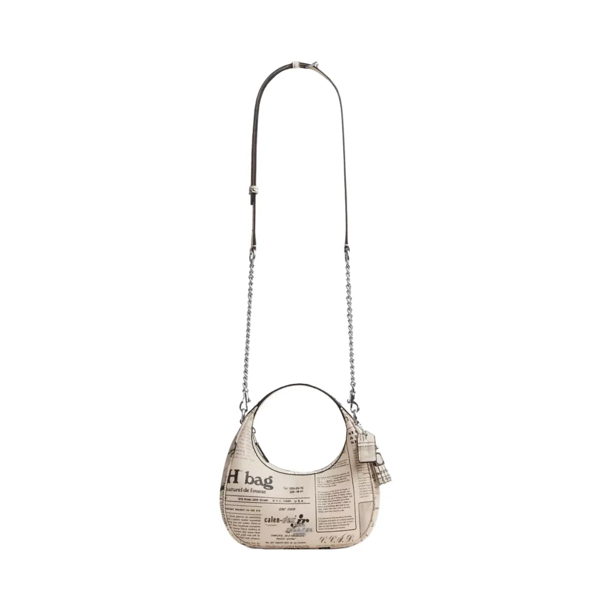 Coach Carmen Mini Crossbody Bag With Newspaper Print in Silver Chalk Multi