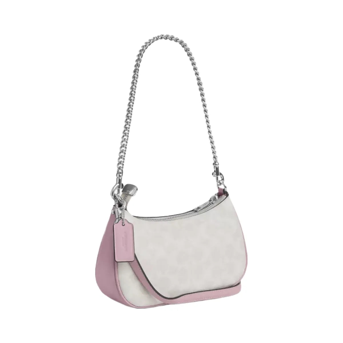 Coach Teri Mini Crossbody Bag In Signature Canvas in Silver Chalk Carnation