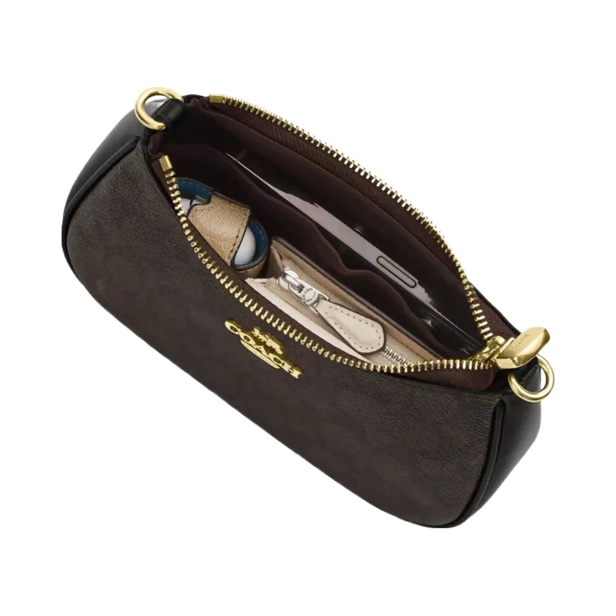 Coach Teri Mini Crossbody Bag In Signature Canvas in Silver Chalk Carnation