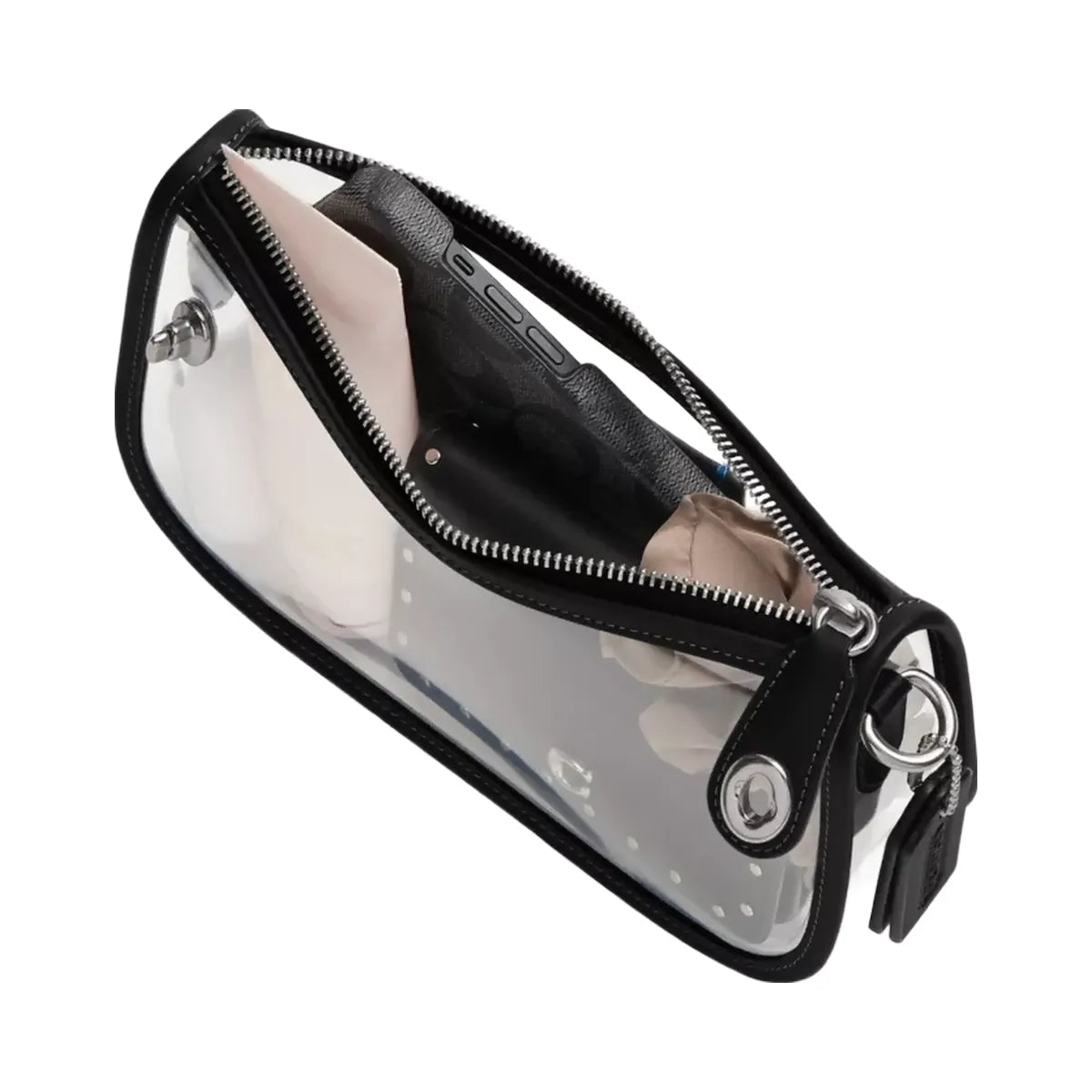 Coach Stadium Swinger Bag in Silver Black