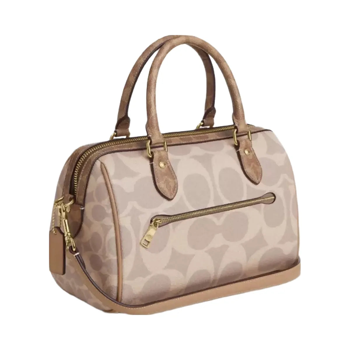 Coach Rowan Satchel Bag In Blocked Signature Canvas in Gold Sand Tan