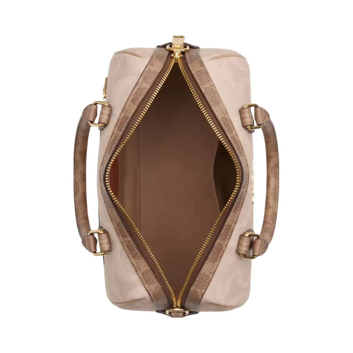 Coach Rowan Satchel Bag In Blocked Signature Canvas in Gold Sand Tan