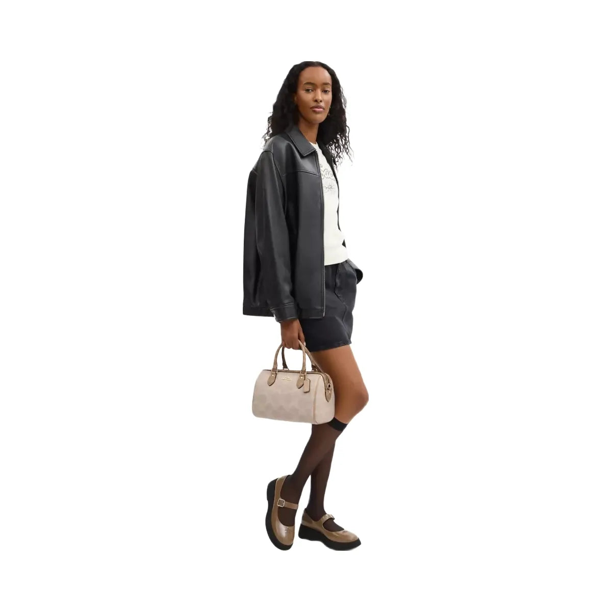 Coach Rowan Satchel Bag In Blocked Signature Canvas in Gold Sand Tan