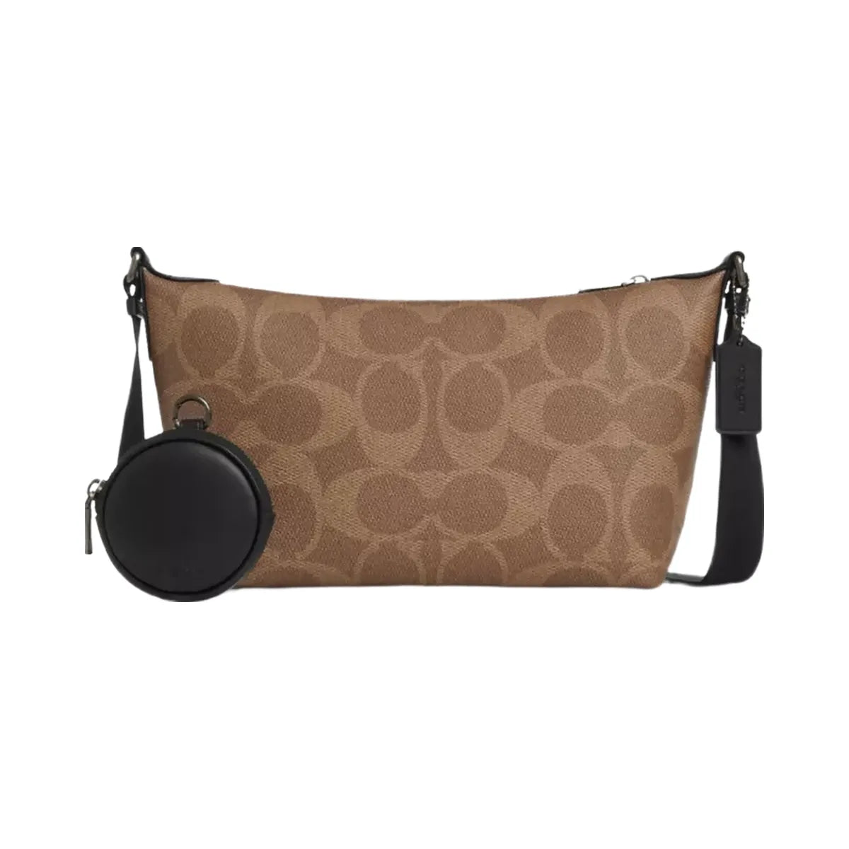 Coach Small Finn Crossbody Bag With Pouch In Maxi Signature Canvas in Gunmetal Tan Black