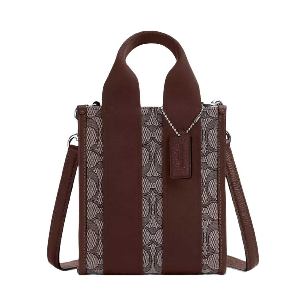Coach Smith Mini Tote Bag In Signature Jacquard in Silver Oak Maple