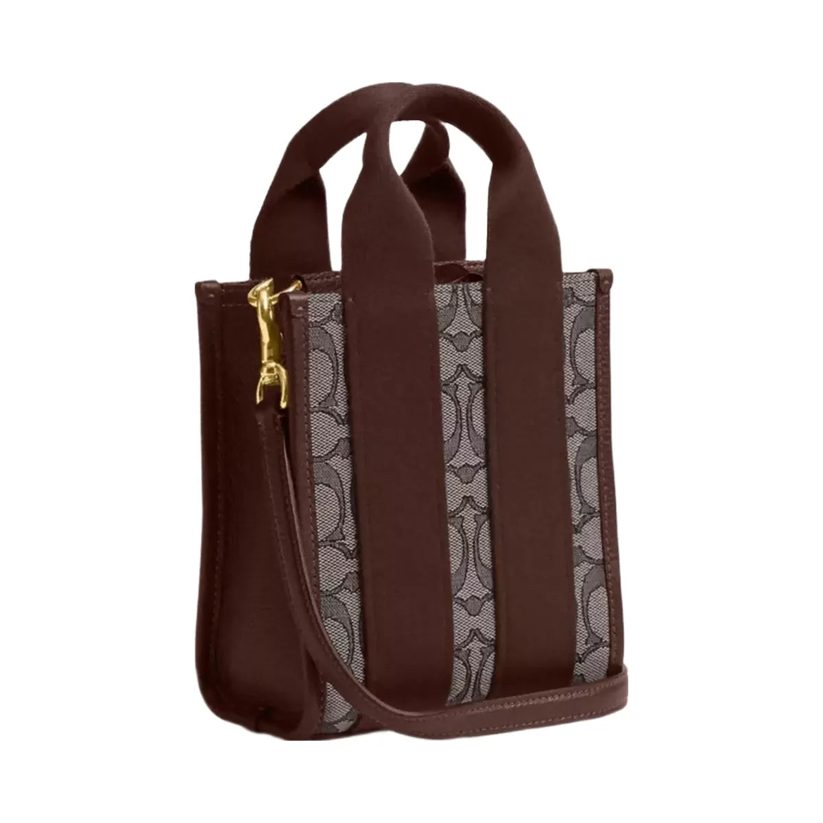 Coach Smith Mini Tote Bag In Signature Jacquard in Silver Oak Maple