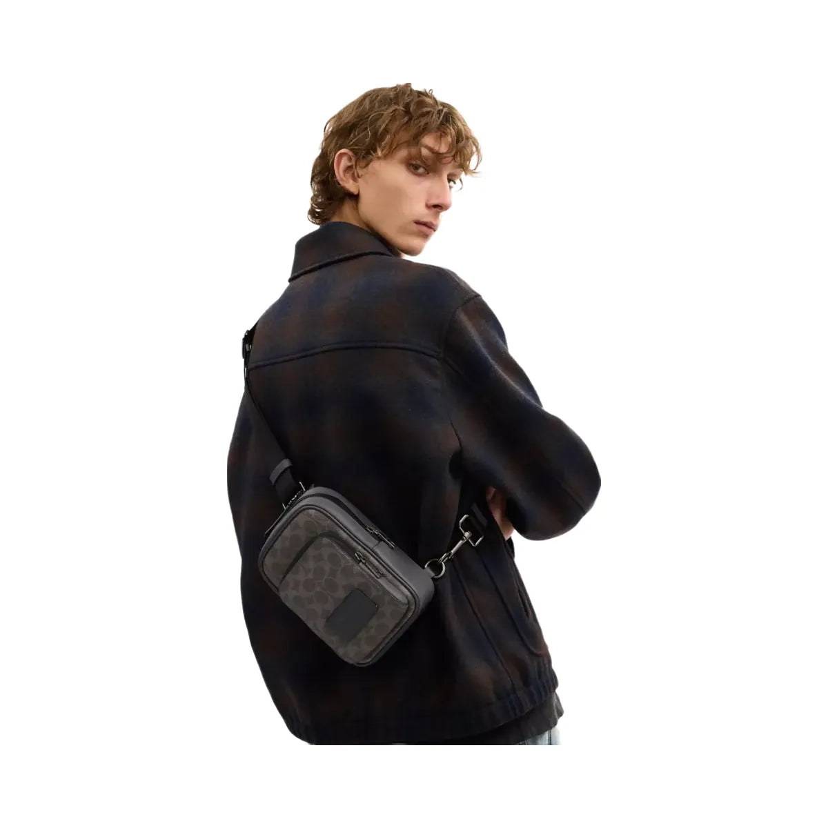 Coach Racer Sling Pack In Signature Canvas in Gunmetal Grey Charcoal