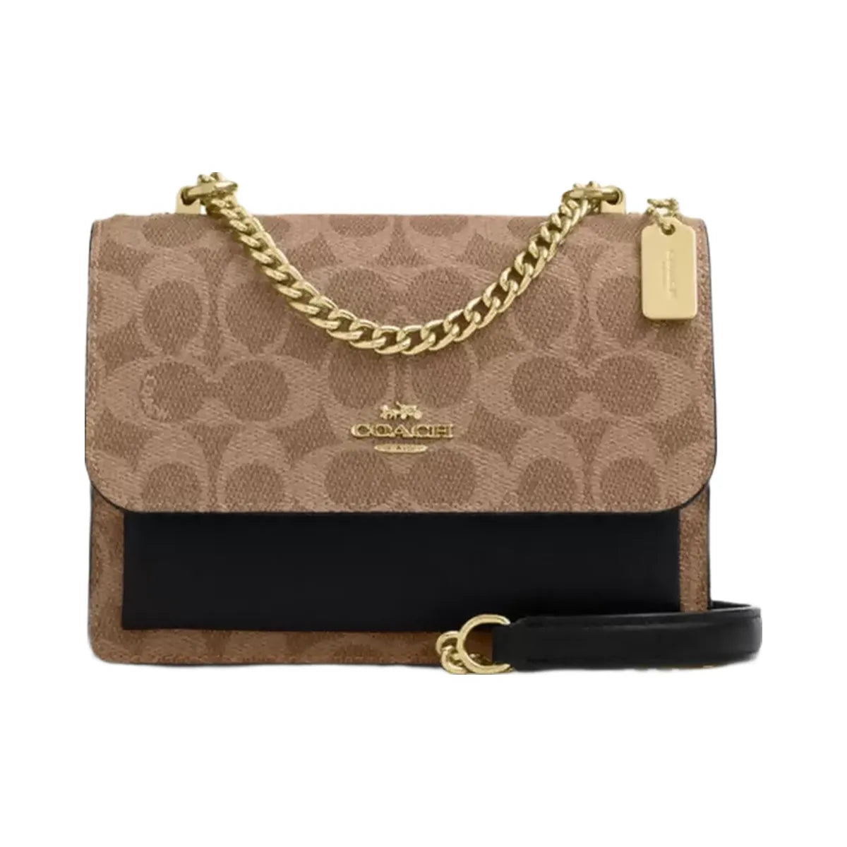 Coach Mini Klare Crossbody Bag In Signature Canvas in Gold Tan Black