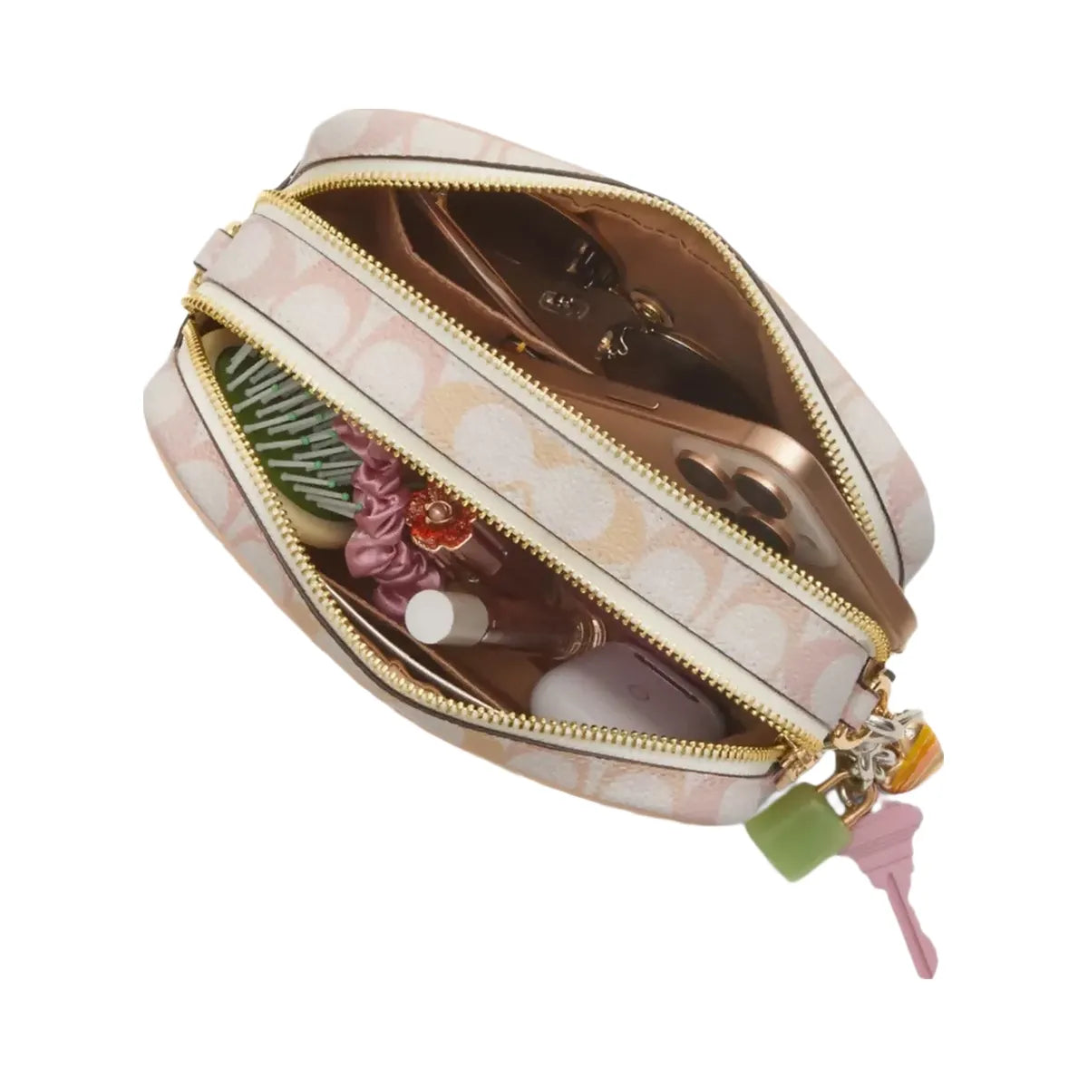 Coach Mini Carey Crossbody Bag In Signature Canvas in Im Chalk Pink