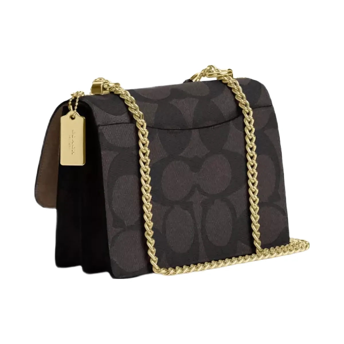 Coach Klare Crossbody Bag In Blocked Signature Canvas in Gold Walnut Tan