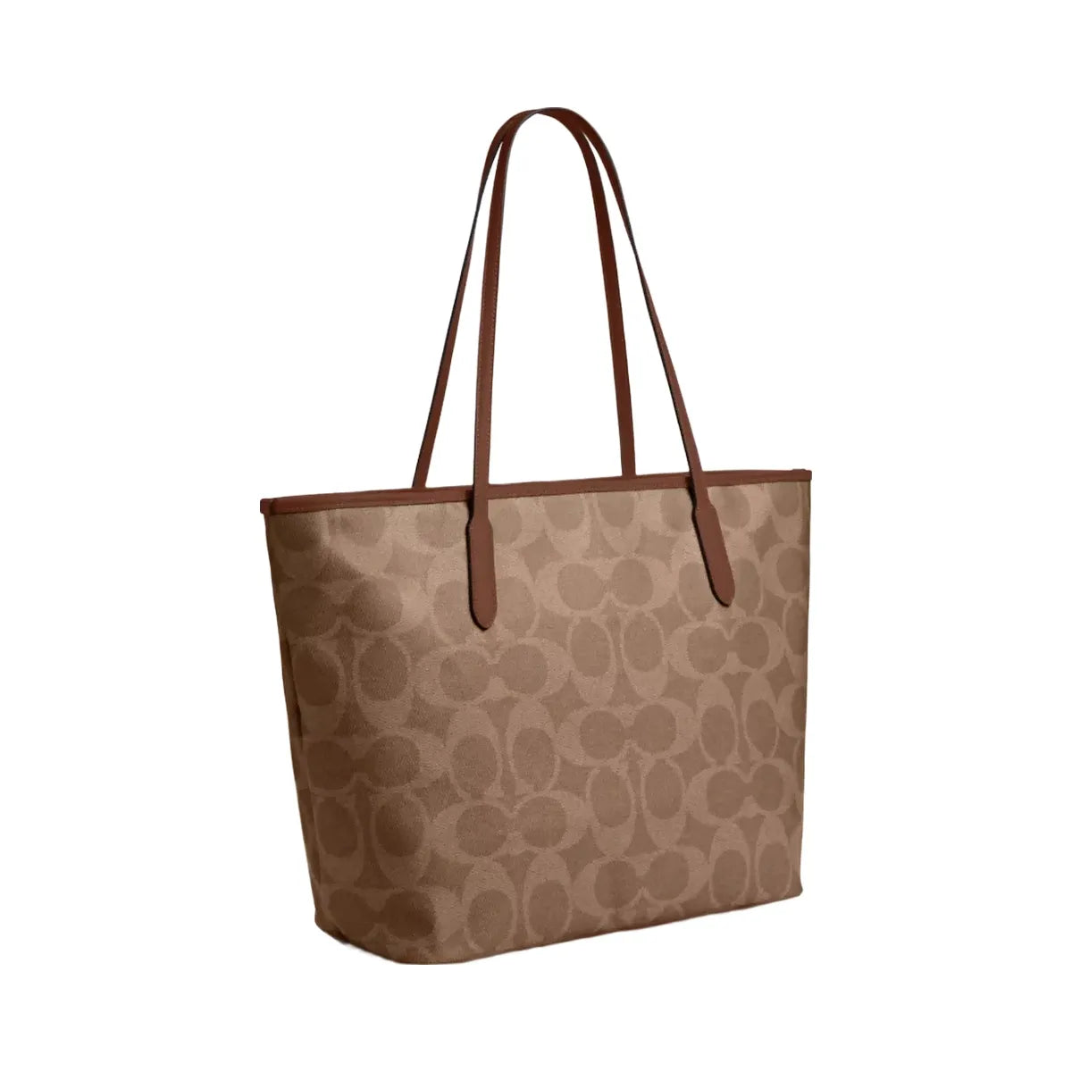 Coach Large City Tote Bag In Maxi Signature Canvas in Gold Tan Brown